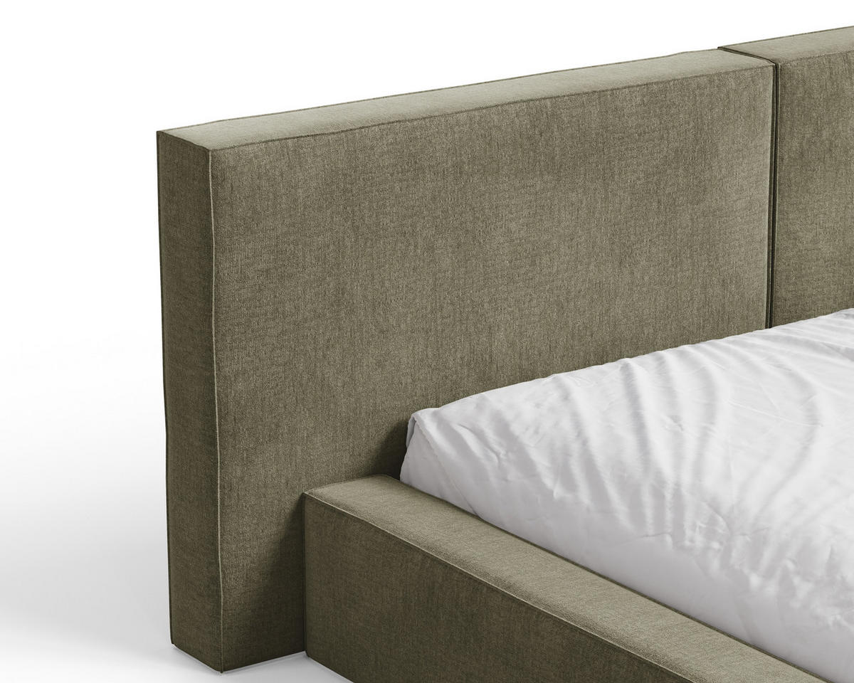 POLSTERBETT 06 140x200 cm – Tresor - Bett mit Bettkasten, Metall-Lattenrost - Olivgrün, Holz (140/200cm) - ROYAL24_MARKT