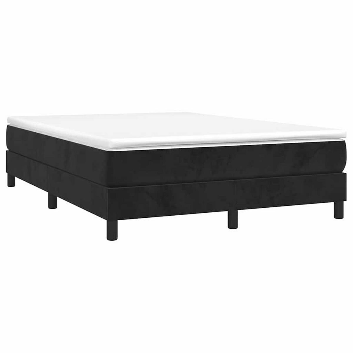 BOXSPRINGBETT 140/200 Cm Schwarz Samt - Schwarz, Textil (140/203cm) - vidaXL