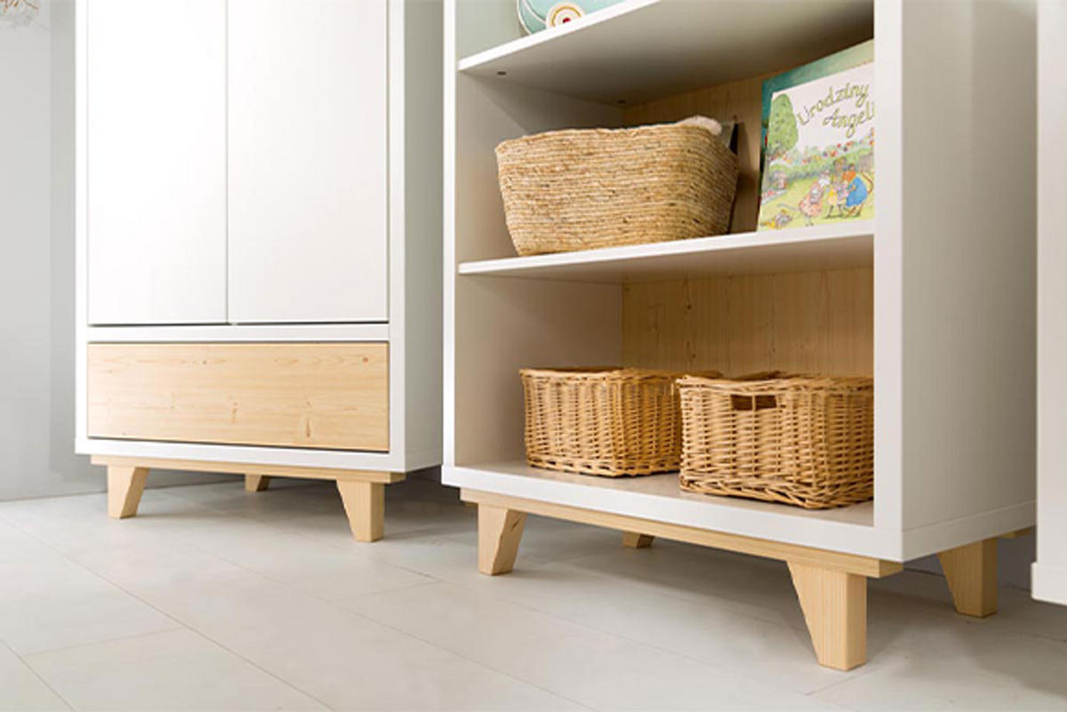 STANDREGAL Lydia weiß / Kiefer 80 / 40 / 180cm - Weiß/Kieferfarben, Holz/Holzwerkstoff (80/180/40cm) - Feldmann-Wohnen