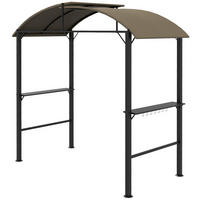 GRILLPAVILLON 233/110/235 cm khaki aus Stahl mit Ablagen - Braun, Metall (110/235/233cm) - OKWISH