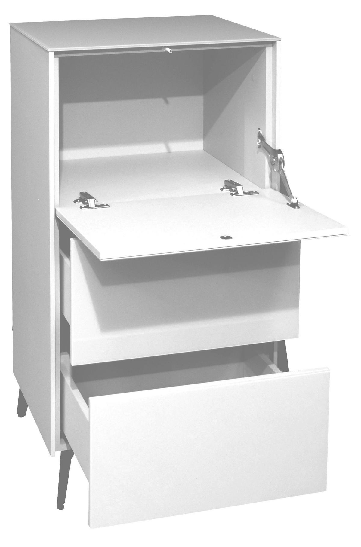 KOMMODE Elfi 52x42x104 Hochglanz Kreidegrau/Glas Kreidegrau - Hellgrau, Holzwerkstoff (52/104/42cm) - 58aufmkessel
