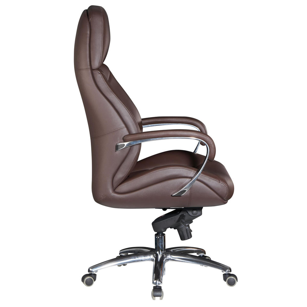 CHEFSESSEL Leder mit Multiblockwippmechanik bis 120 kg MIRON, Braun 67x67x137 cm - Silberfarben/Braun, Leder/Metall (67/137/67cm) - KADIMA DESIGN