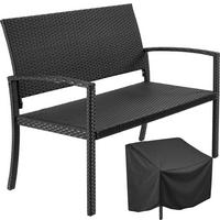 RATTAN-GARTENBANK Murat, 125 x 62,5 x 90 cm, inklusive Schutzhülle, schwarz - Schwarz, Kunststoff (125/90/62.5cm) - tectake