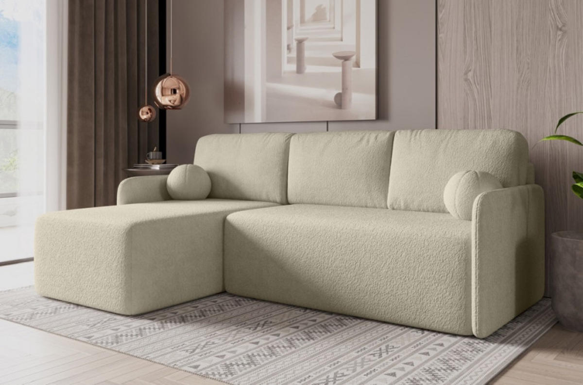 ECKSOFA Beige BLUMEN Boucle Universal - Beige, Textil (212/142cm) - Sepro Meble