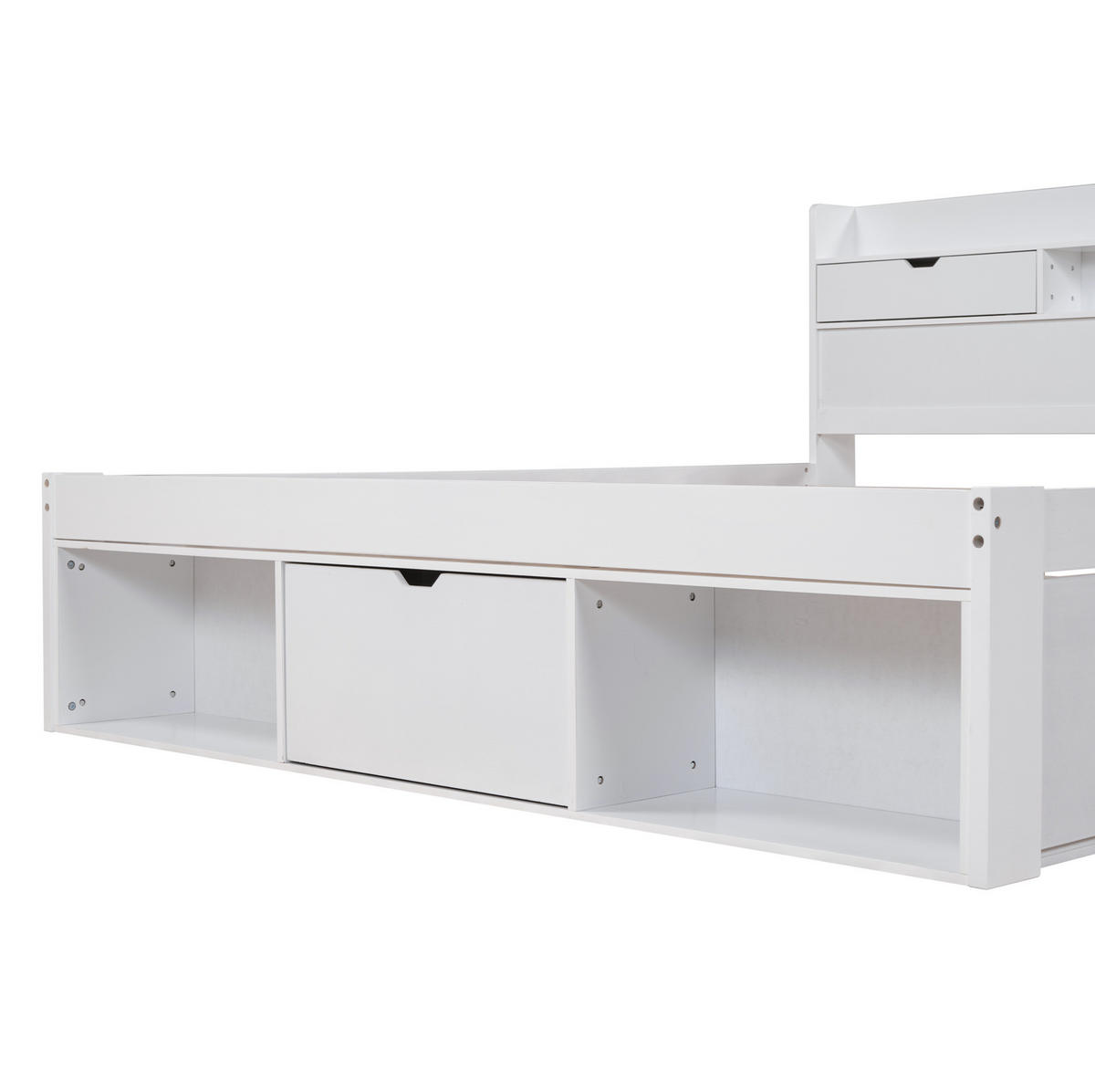 POSTEL 140/190 cm bílá z borovice s USB, zásuvkami a úložným prostorem - bílá, dřevo (140/190cm) - OKWISH