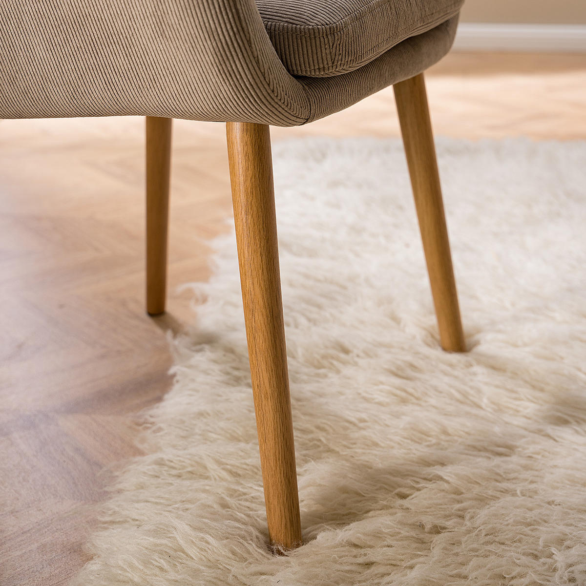 ARMLEHNENSTUHL - Eiche massiv - gepolsterte Sitzschale - abnehmbaren Sitzkizzen - Eichefarben/Beige, Eichenholz/Holz (58/84/58cm) - home24