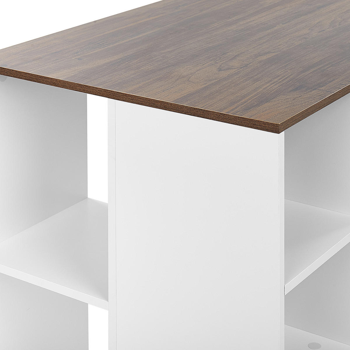 SCHREIBTISCH weiß/dunkler Holzfarbton 120/60/75 cm Dese - Dunkelgrau, Holzwerkstoff (60/120/75cm) - Beliani