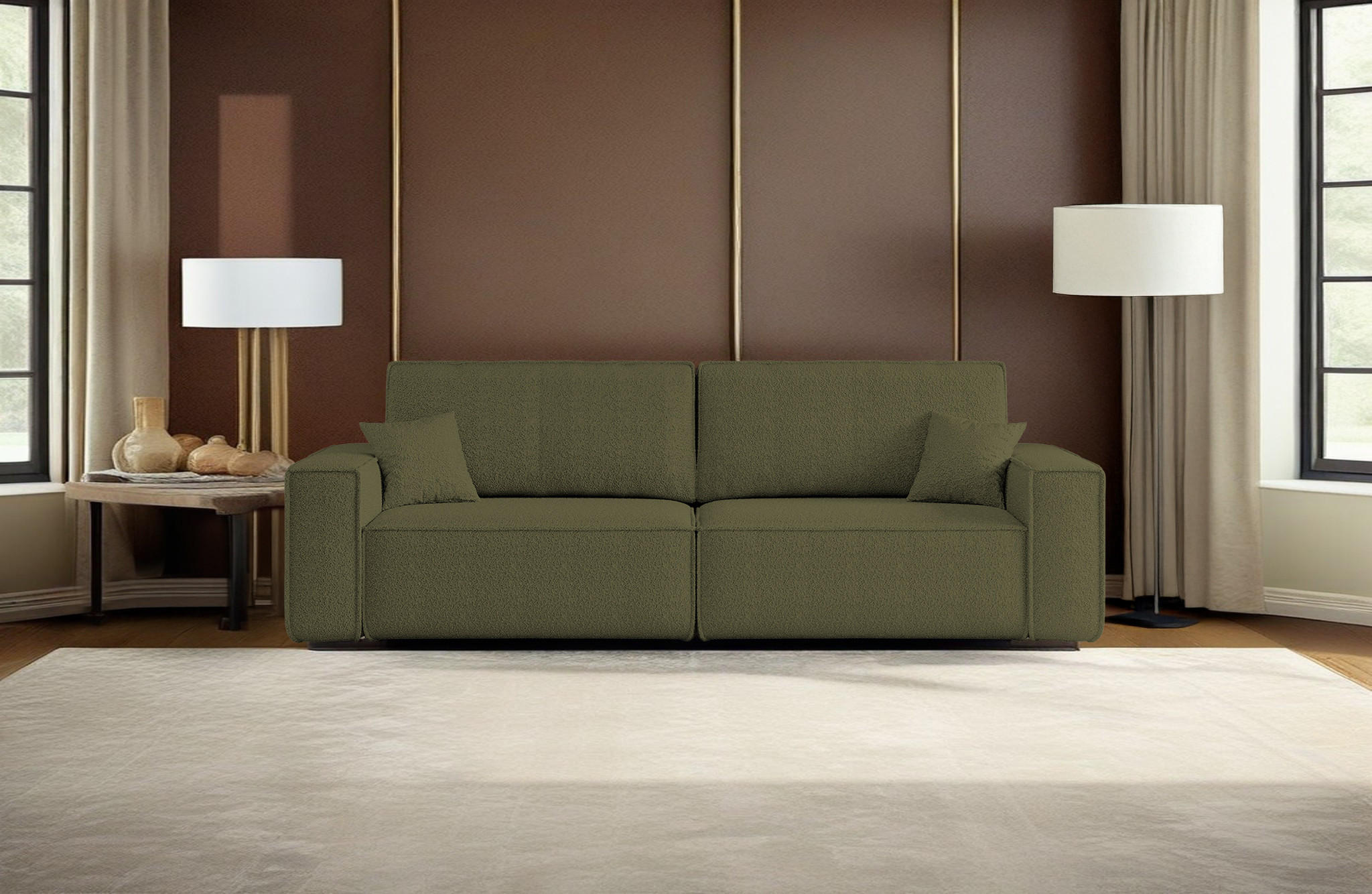 SCHLAFSOFA BEST mit Bettkasten Stoff Quelle Olive - Olivgrün, Holz/Textil (246/83/98cm) - Kaiser Möbel