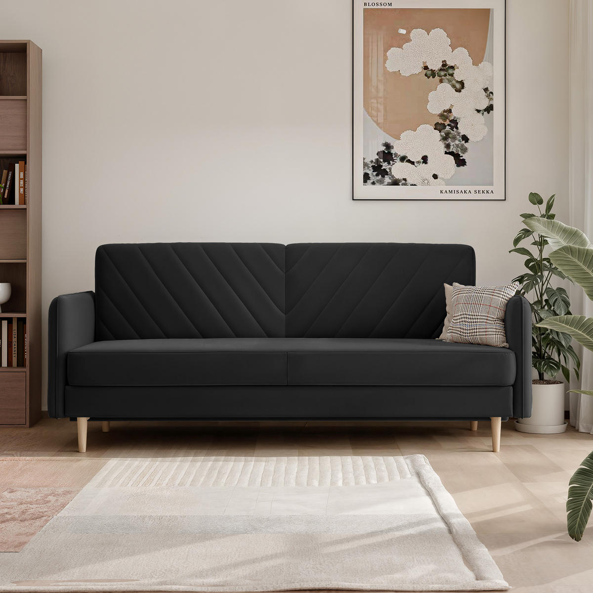 SCHLAFSOFA COLETTE mit Bettkasten Schwarz - Schwarz, Holzwerkstoff/Kunststoff (200/85/90cm) - Idohome