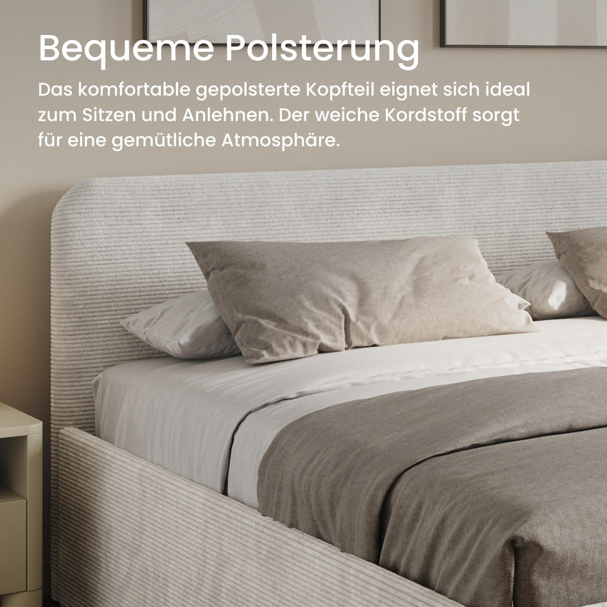 POSLTERBETT 200x200 cm in Hellbeige - Beige, Holzwerkstoff/Textil (200/200cm) - Home Collective
