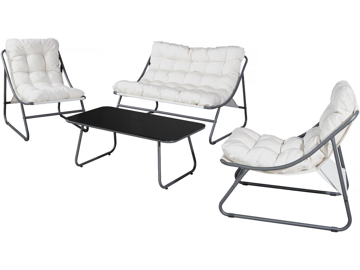 LOUNGEGARNITUR Aria 4-Sitzer Beige - Grau, Metall - Habitat Garten