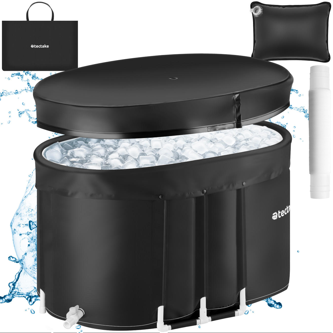 EISBADEWANNE Espoo,inkl. Tragetasche und Wasserkissen,schwarz - Schwarz, Kunststoff (105/66/70cm) - tectake