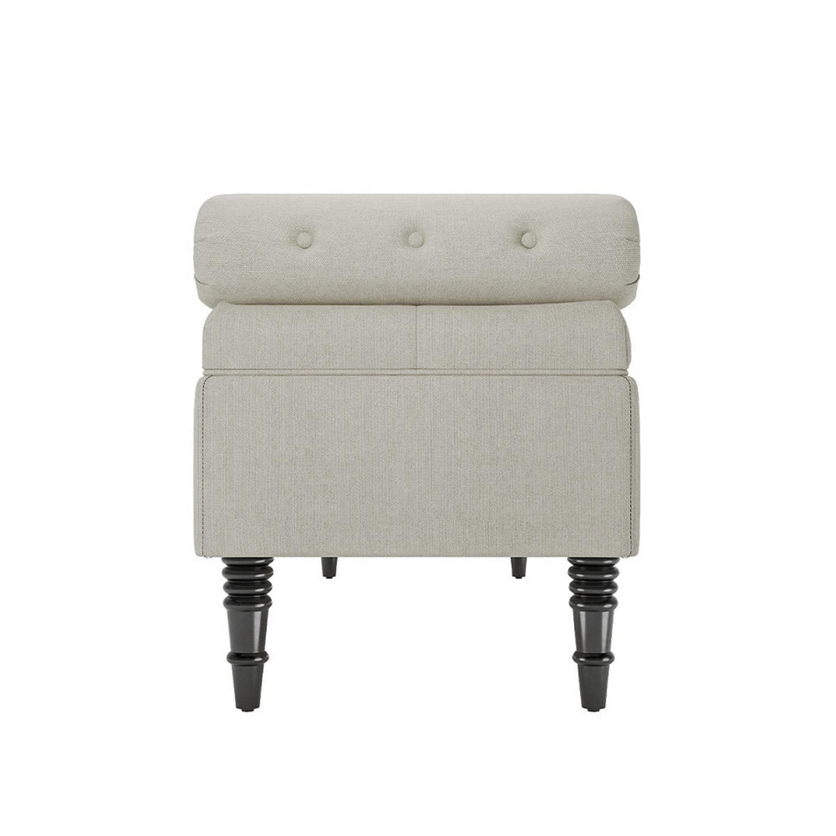 POLSTERBANK 126/44/46 cm Chesterfield Stauraum Armrollen Leinen Beige - Beige/Schwarz, Holz/Textil (126/46/44cm) - Livingandhome