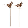 GARTENSTECKER Metall – Rostoptik Gartenfigur Haubenmeise 2er-Set - Dunkelbraun, Metall (37cm) - Homescapes