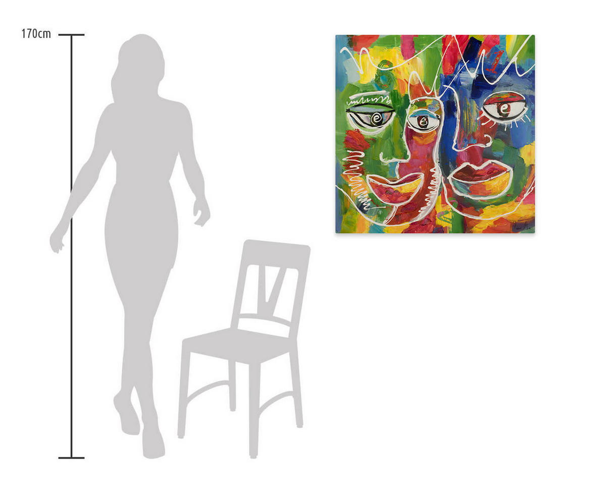 ACRYLBILD HANDGEMALT 80/80 cm - Multicolor, Holz/Textil (80/80cm) - KUNSTLOFT