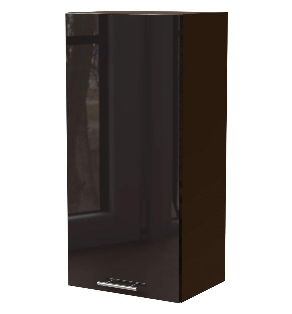 Feldmann-Wohnen Küchenhängeschrank Schwarz Hochglanz, Dunkelgrau 45x96x32.5 cm