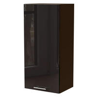 KÜCHENHÄNGESCHRANK Essen W4/45 Schwarz Hochglanz / Lava Matt 45 / 32,5 / 96cm - Schwarz Hochglanz/Dunkelgrau, Holz/Holzwerkstoff (45/96/32.5cm) - Feldmann-Wohnen