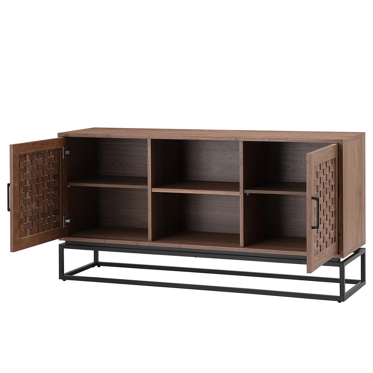 SIDEBOARD mit 2 Türen - Holzwerkstoff / Metall - Schwarz/Braun, Holzwerkstoff/Metall (150/75/40cm) - home24