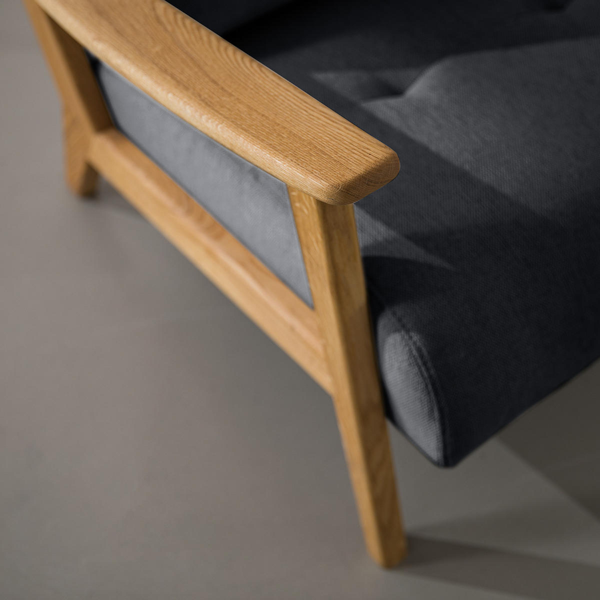 SESSEL - Eichefarben/Grau, Eichenholz/Textil (83/80/75cm) - home24