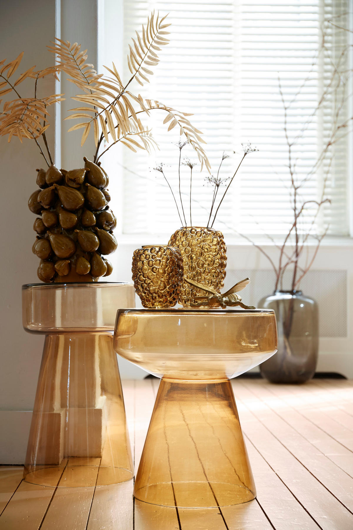 BEISTELLTISCH Dakwa Gelb Ø37/44 cm - Gelb, Glas (37/37/44cm) - Light & Living