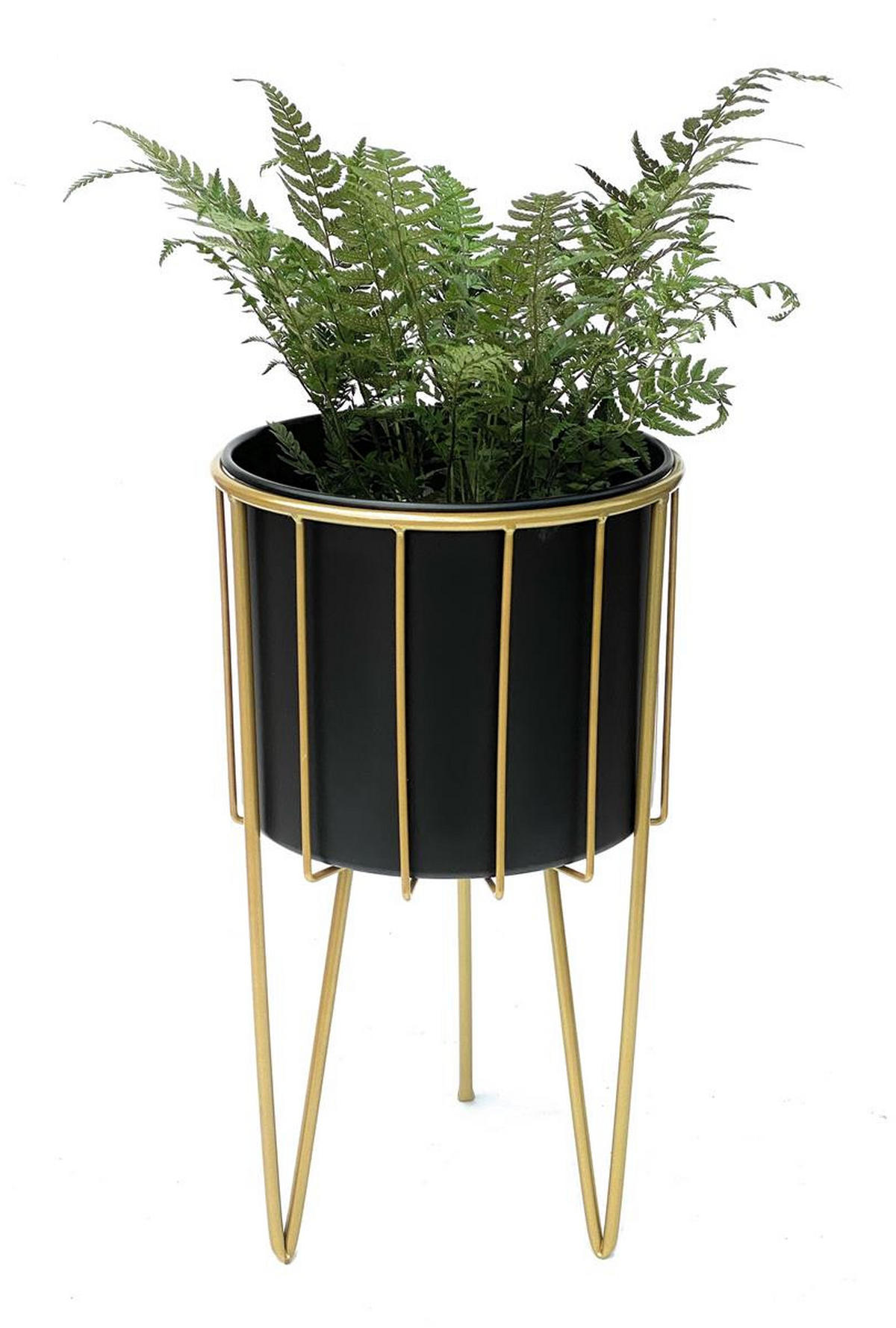 BLUMENHOCKER rund Metall Gold/Schwarz 25/25/45 cm - Gelb, Metall (25/25/45cm) - DanDiBo