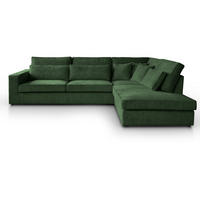 ECKSOFA Parma ohne Schlaffunktion dunkelgrün rechts - Dunkelgrün/Schwarz, Textil (314/224cm) - Beautysofa