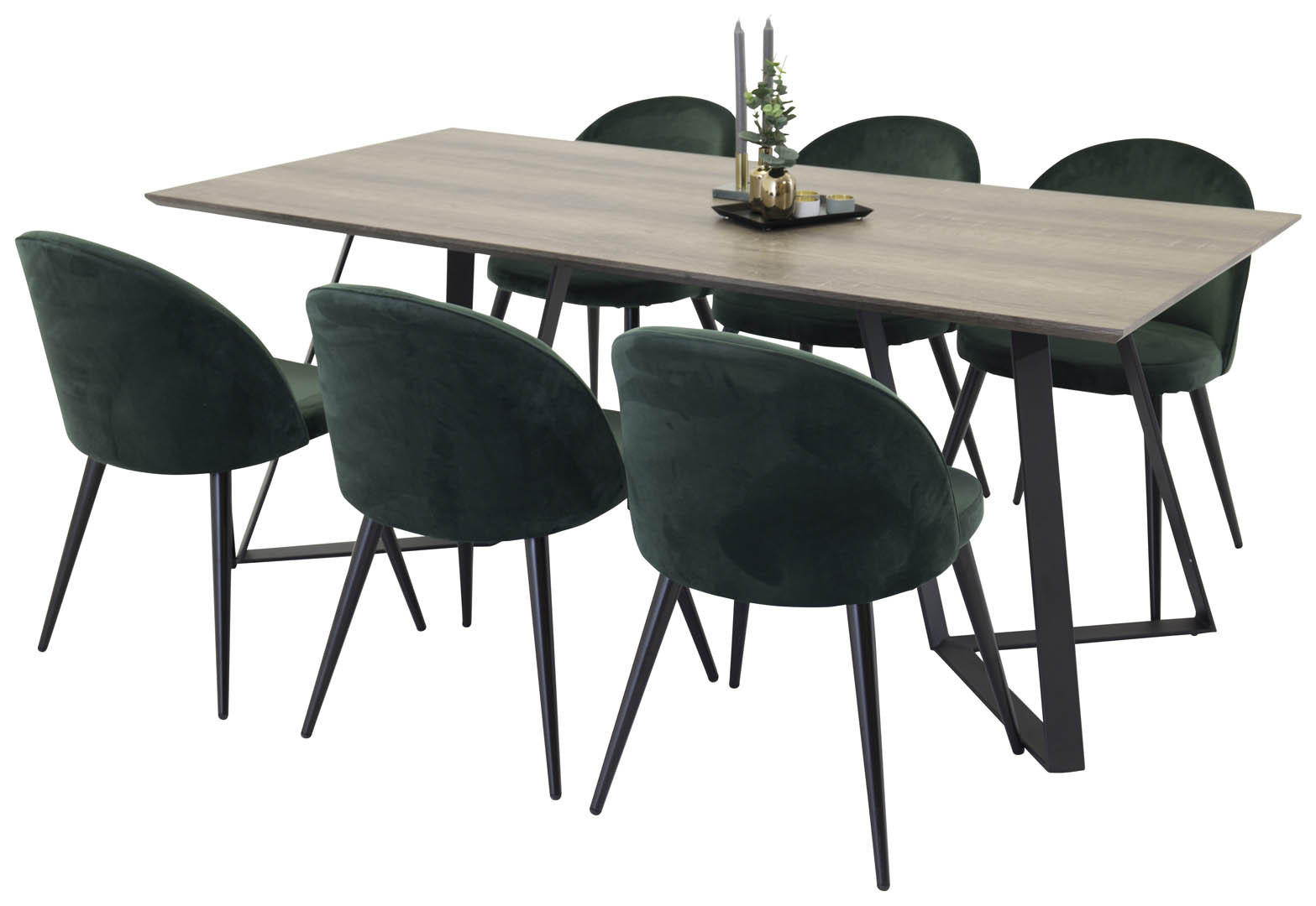 TISCHGRUPPE Dunkelgrün - Dunkelgrau, Holzwerkstoff (90/75/180cm) - ebuy24