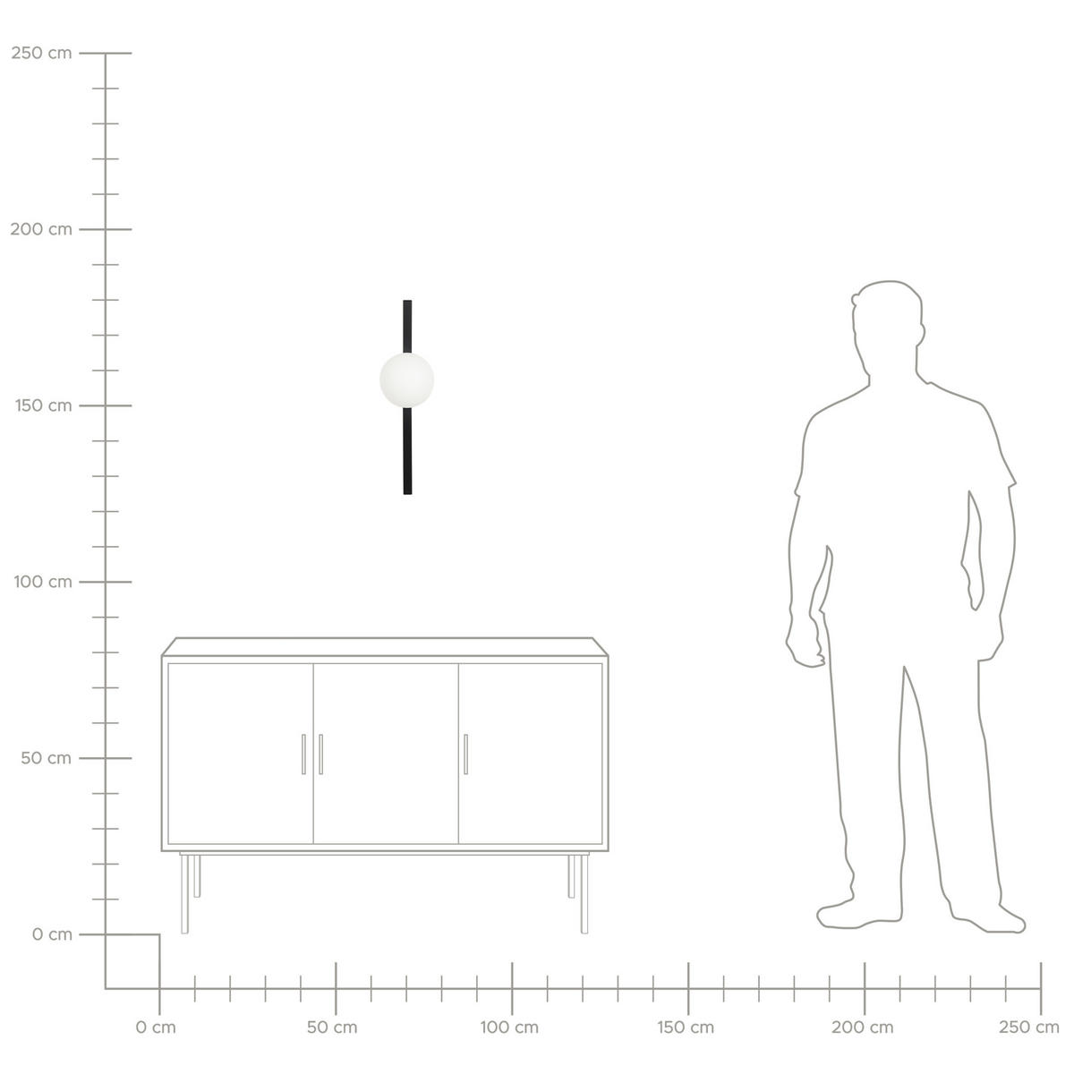 WANDLEUCHTE Isabella 17/15/55 cm - Schwarz, Glas (15/55/17cm) - Beliani