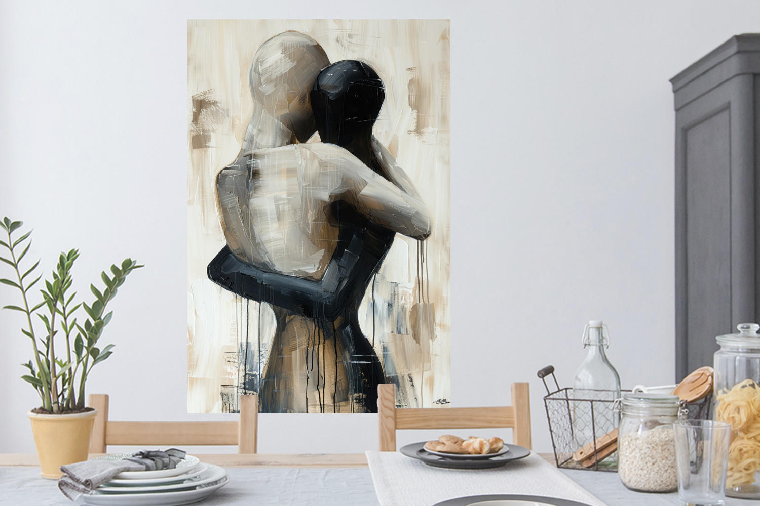 WANDTATTOO Abstrakt - Liebe - Schwarz und weiß - Modern 80x120 cm - Schwarz, Kunststoff (80/120/0.1cm) - MuchoWow