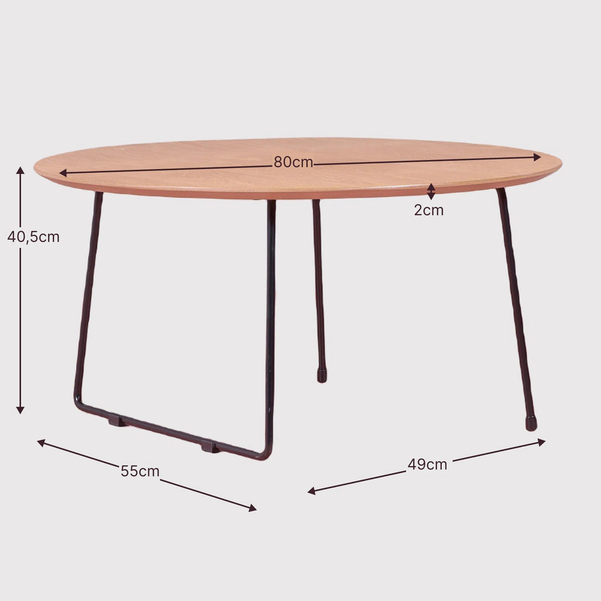COUCHTISCH Rund Eichefarben 55/49/41 cm - Eichefarben, Holz (55/49/41cm) - Nest Dream