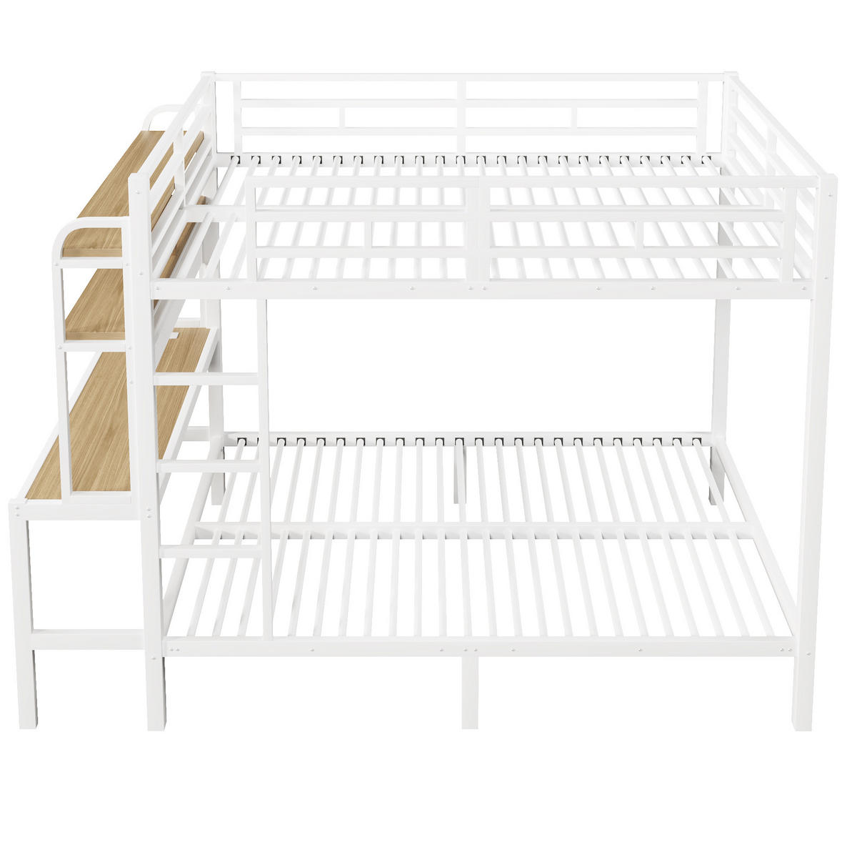 ETAGENBETT 140/200 cm aus Metall mit Schreibtisch, LED-Lichtleiste und USB-Anschluss Weiß - Weiß, Metall (140/200cm) - Modenvie