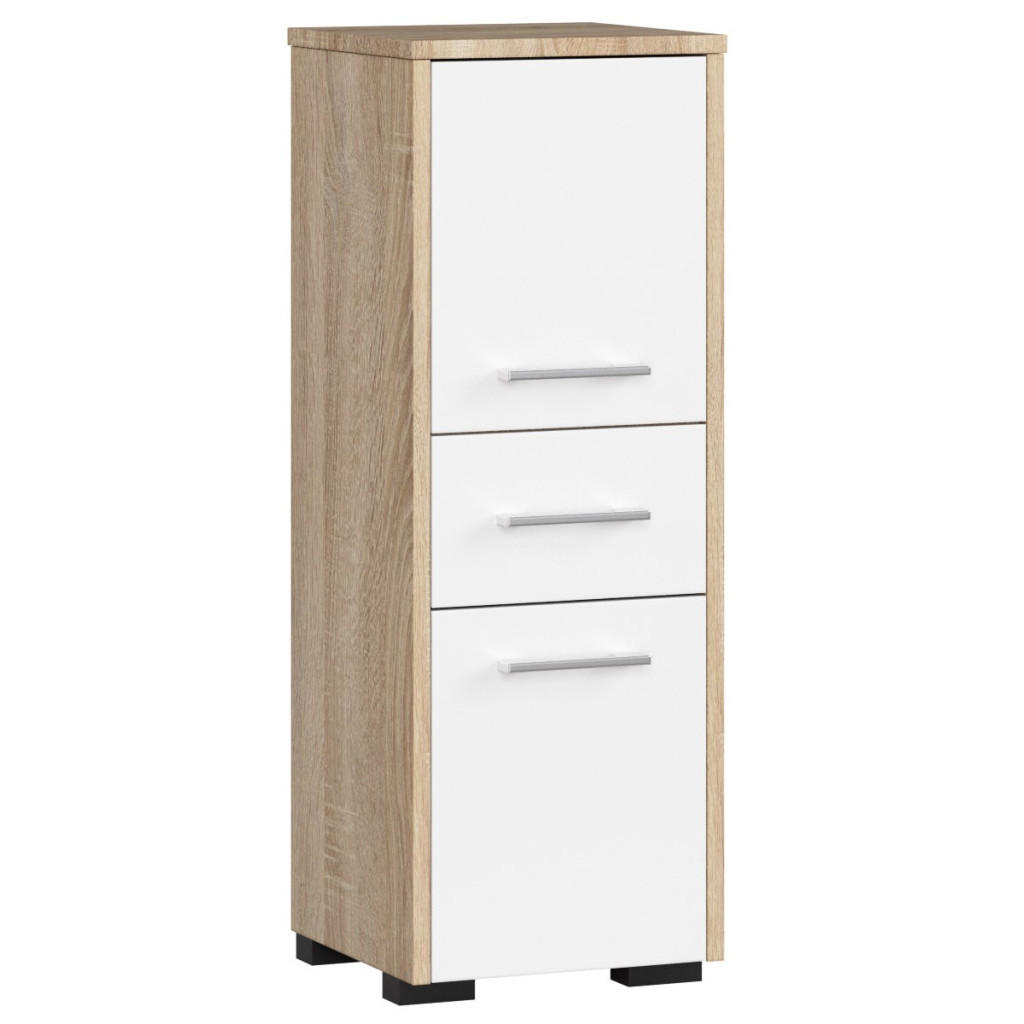 MIDISCHRANK Sonoma Eiche, Weiß 30x30x85 cm - Silberfarben/Weiß, Holzwerkstoff/Kunststoff (30/85/30cm) - Akord