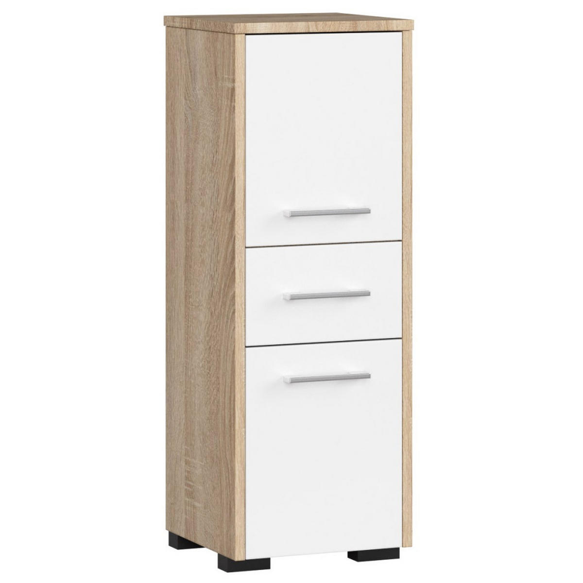 MIDISCHRANK Sonoma Eiche, Weiß 30x30x85 cm - Silberfarben/Weiß, Holzwerkstoff/Kunststoff (30/85/30cm) - Akord