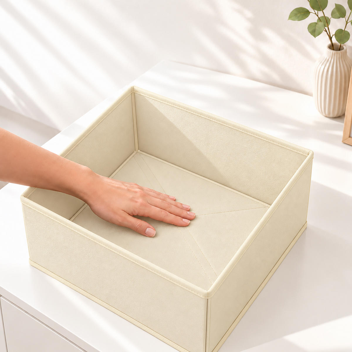 LÅDINSATS Beige 16-delars-set - Beige, Papper/Textil (28/12/28cm) - Relaxdays