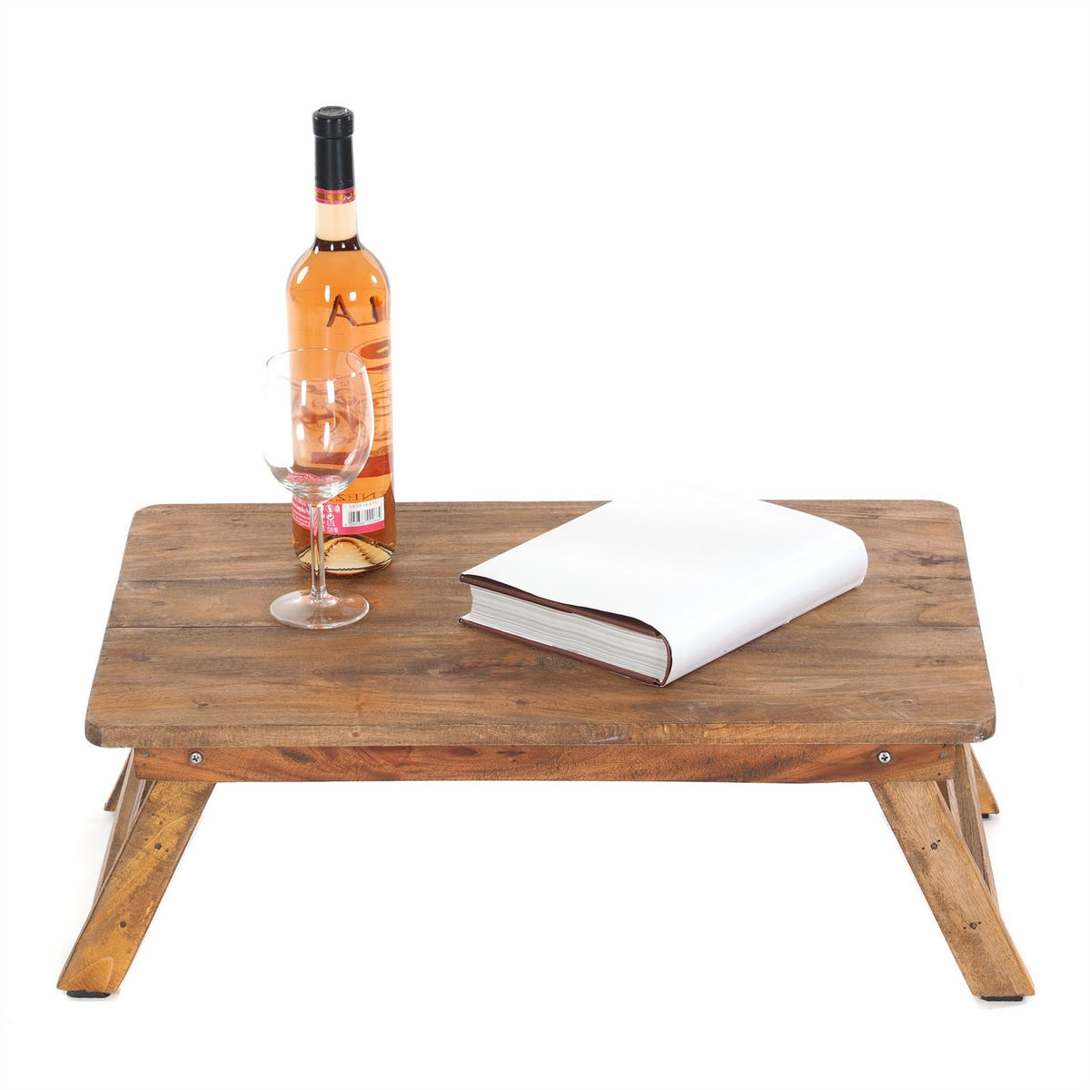 TABLETT-TISCH FOLD Mahagoni Recyclingholz, einklappbare Beine naturfarben - Naturfarben, Holz (60/22/40cm) - DESIGN DELIGHTS