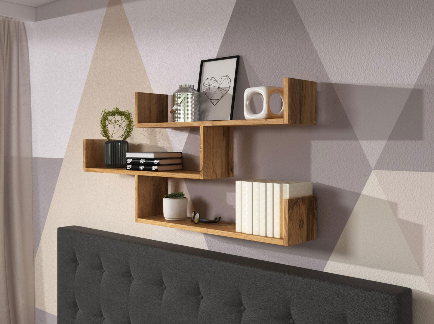 WANDREGAL Trio Wotan Eiche 119 / 18 / 55cm - Dunkelbraun, Holz/Holzwerkstoff (119/55/18cm) - Feldmann-Wohnen