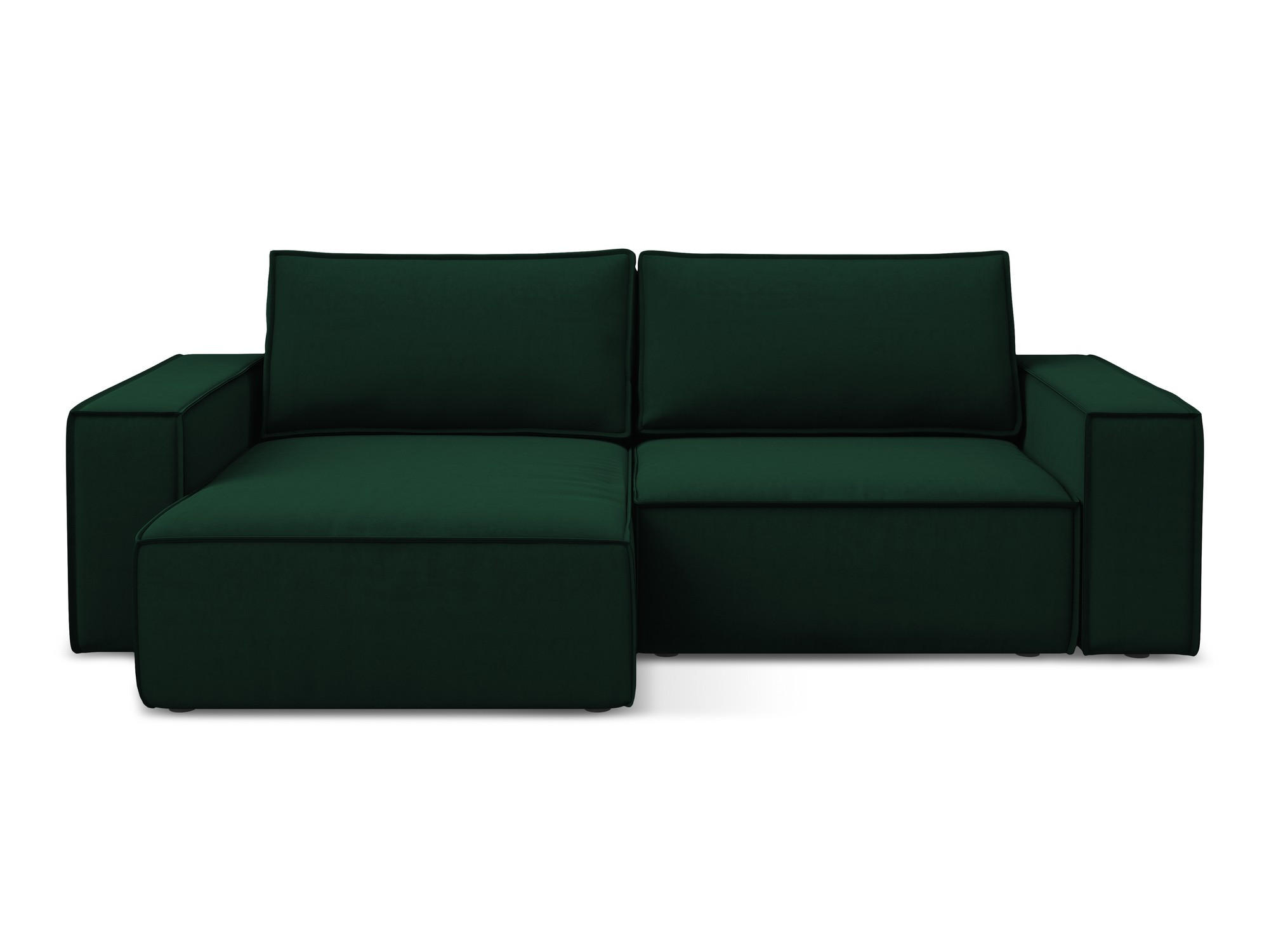 ECKSOFA mit Schlaffunktion Samt Stoff Grün - Dunkelgrün/Schwarz, Kunststoff/Textil (148/257cm) - Makamii