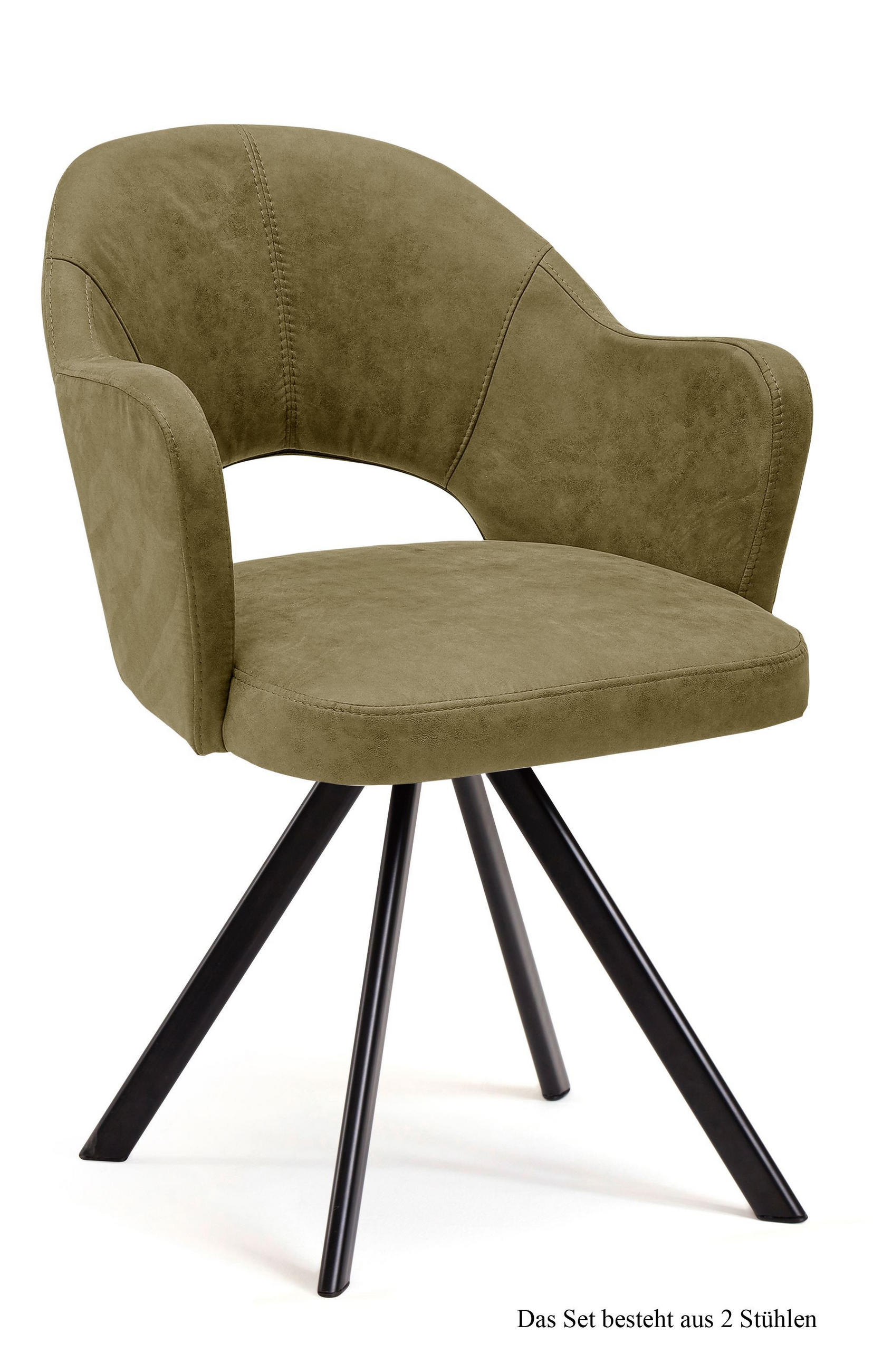 ARMLEHNSTUHL drehbar (2er-Set) Devon 59x87x61 Schwarz/Olivgrün - Schwarz/Olivgrün, Kunststoff (61/87/59cm) - 58aufmkessel