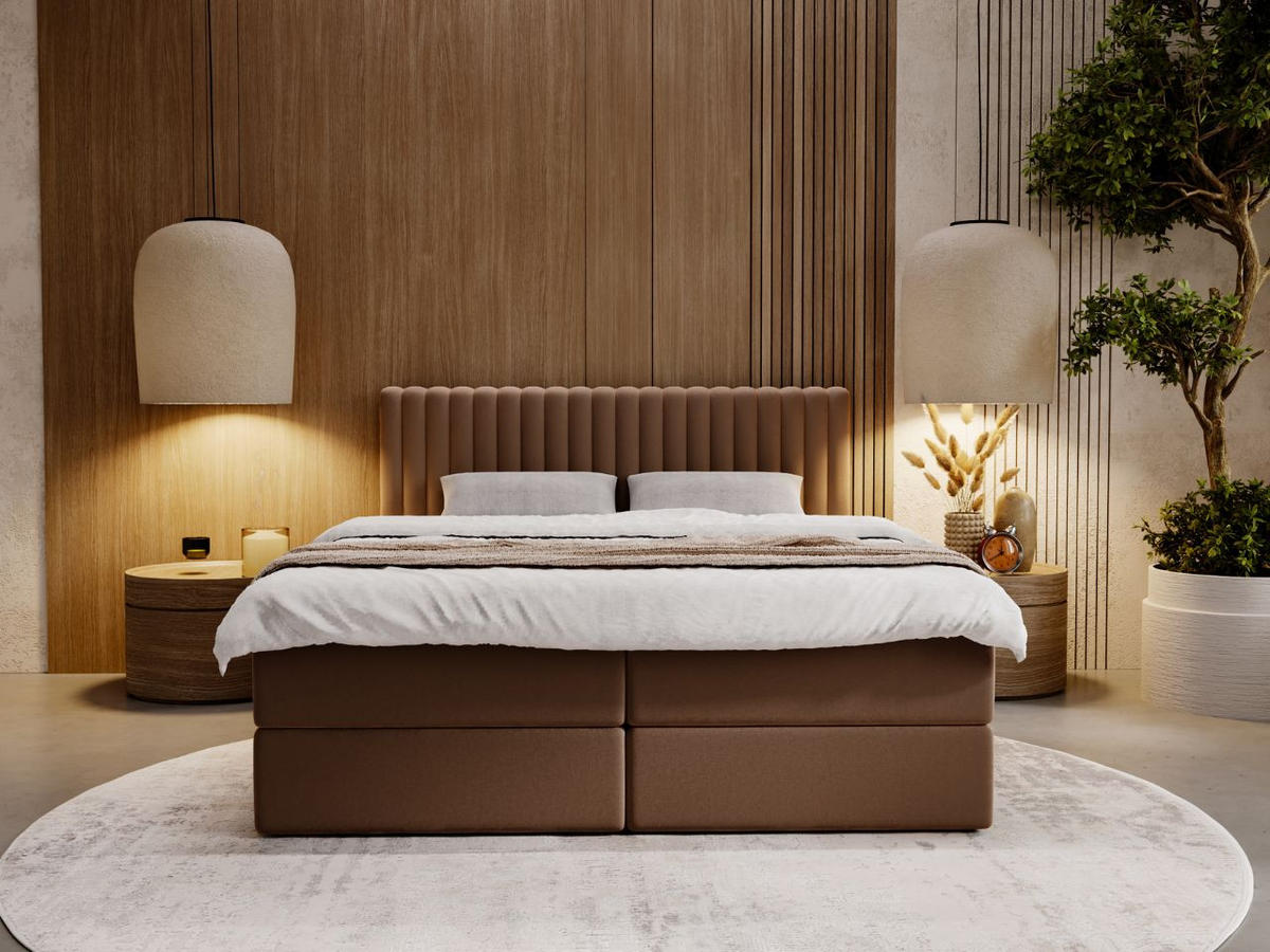 BOXBETT Marbella 200x200 Braun - Braun, Holz/Textil (200/200cm) - Graingold