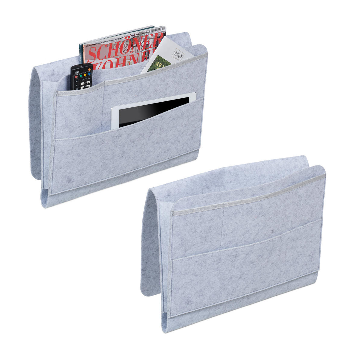 2XBETTTASCHE - Grau, Textil (8/41/31.5cm) - Relaxdays