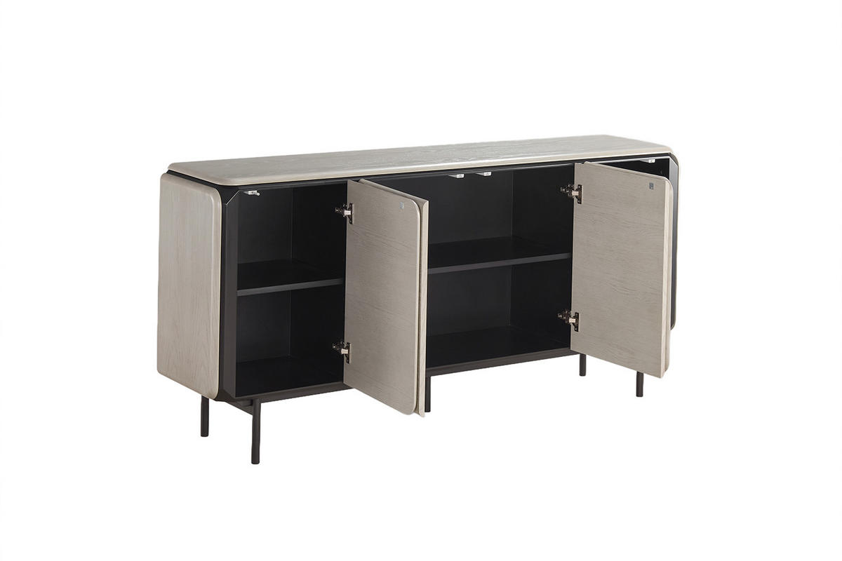 SIDEBOARD AVRIL Grau Eiche - Schwarz/Grau, Holzwerkstoff/Metall (181/87/40cm) - KAWOLA
