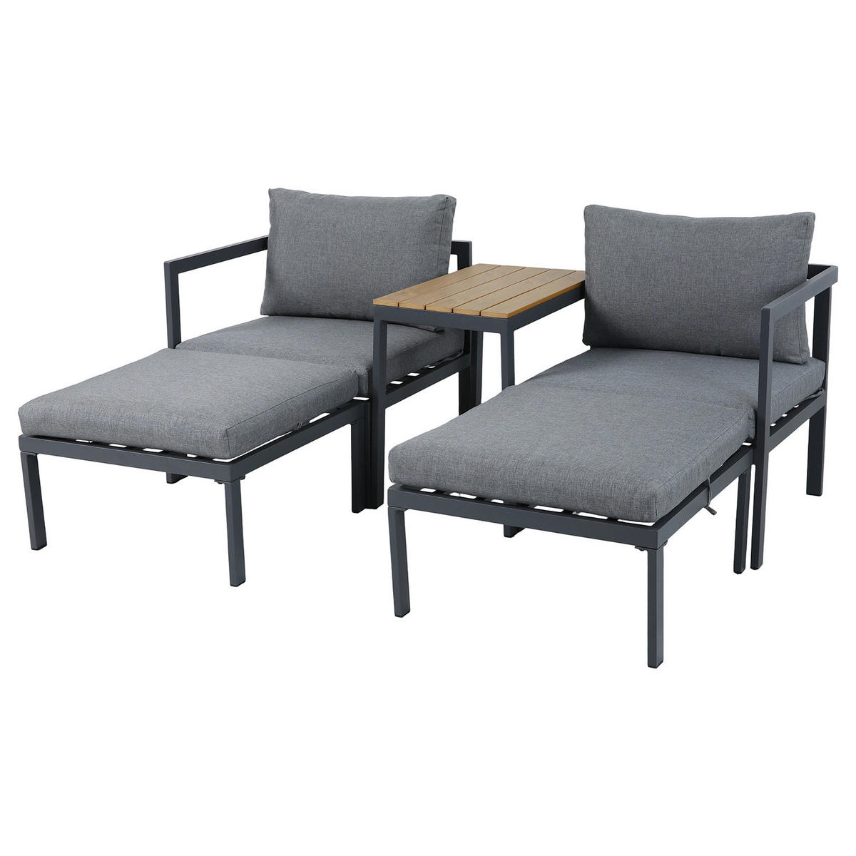 MODULARES LOUNGESET - 5-teilig - Stahl / Olefin - Grau - Grau, Kunststoff/Textil - home24