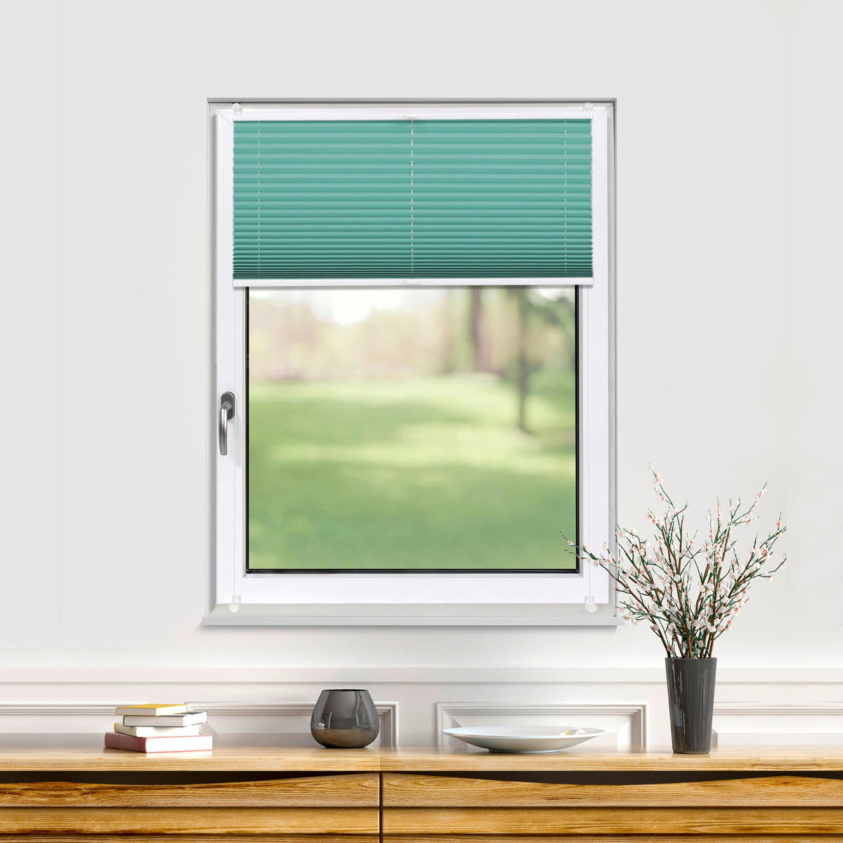 PLISSEE Thermo Basic 75 x 210cm Klemmfix ohne Bohren - Türkis, Textil (75/210/210cm) - Deco-Raum