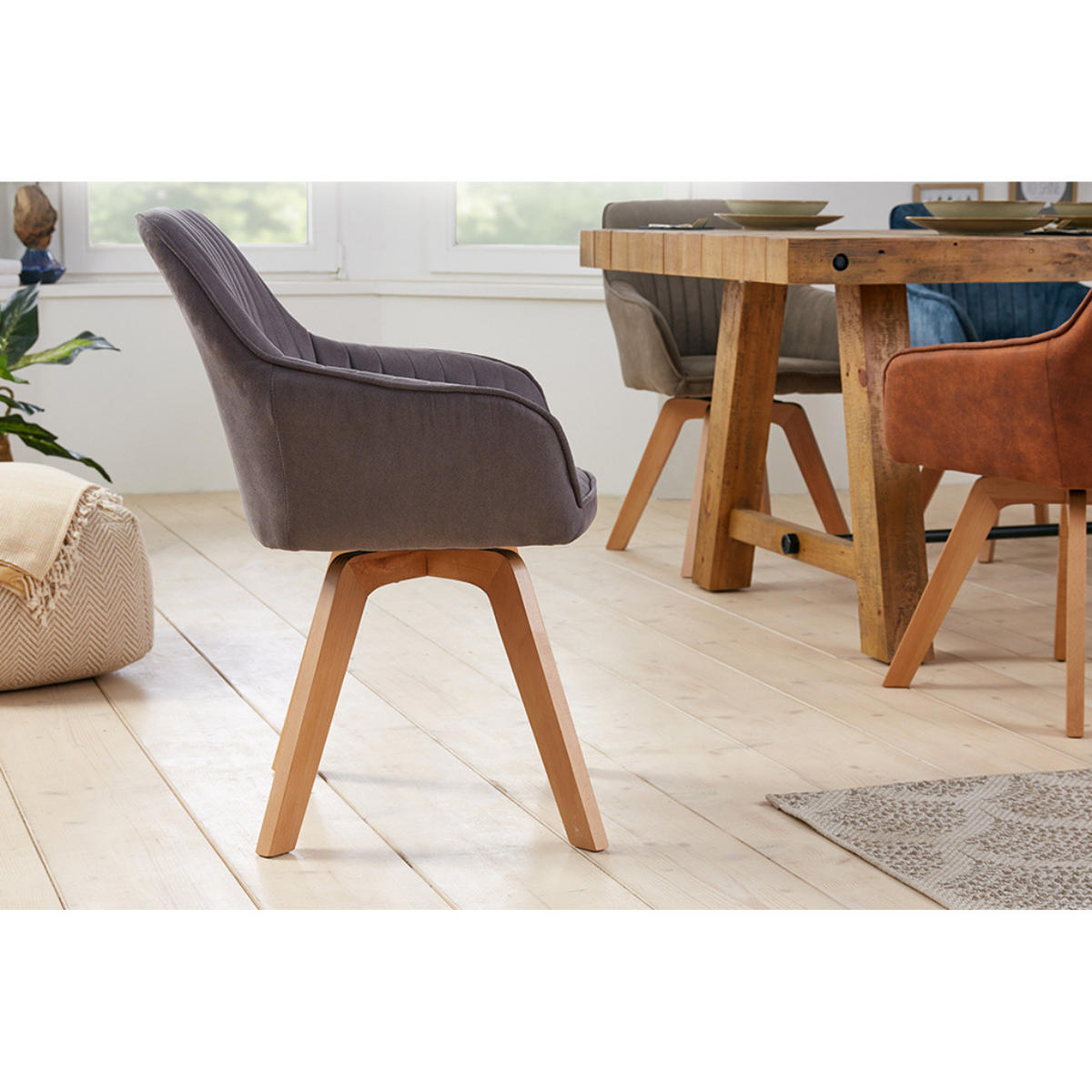 ARMLEHNSTUHL LIVORNO Microfaser Grau - Grau, Textil (62/84/62cm) - riess-ambiente