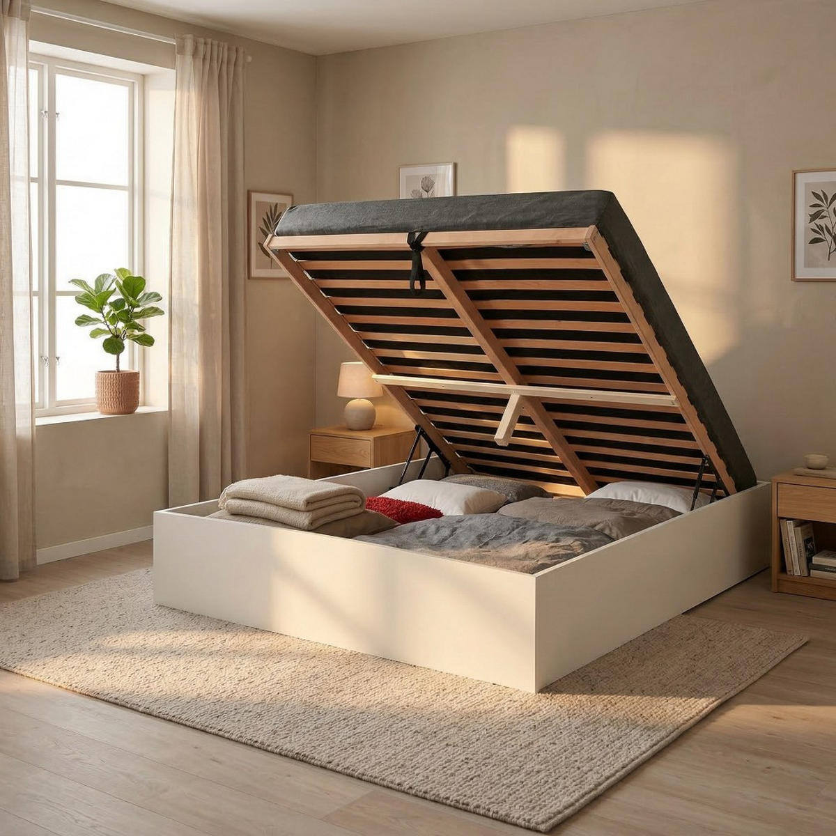 BETTKASTEN BILBAO mit Lattenrost/ Bett 140x200 - Weiß - Weiß, Holzwerkstoff (140/200cm) - Weber Industries