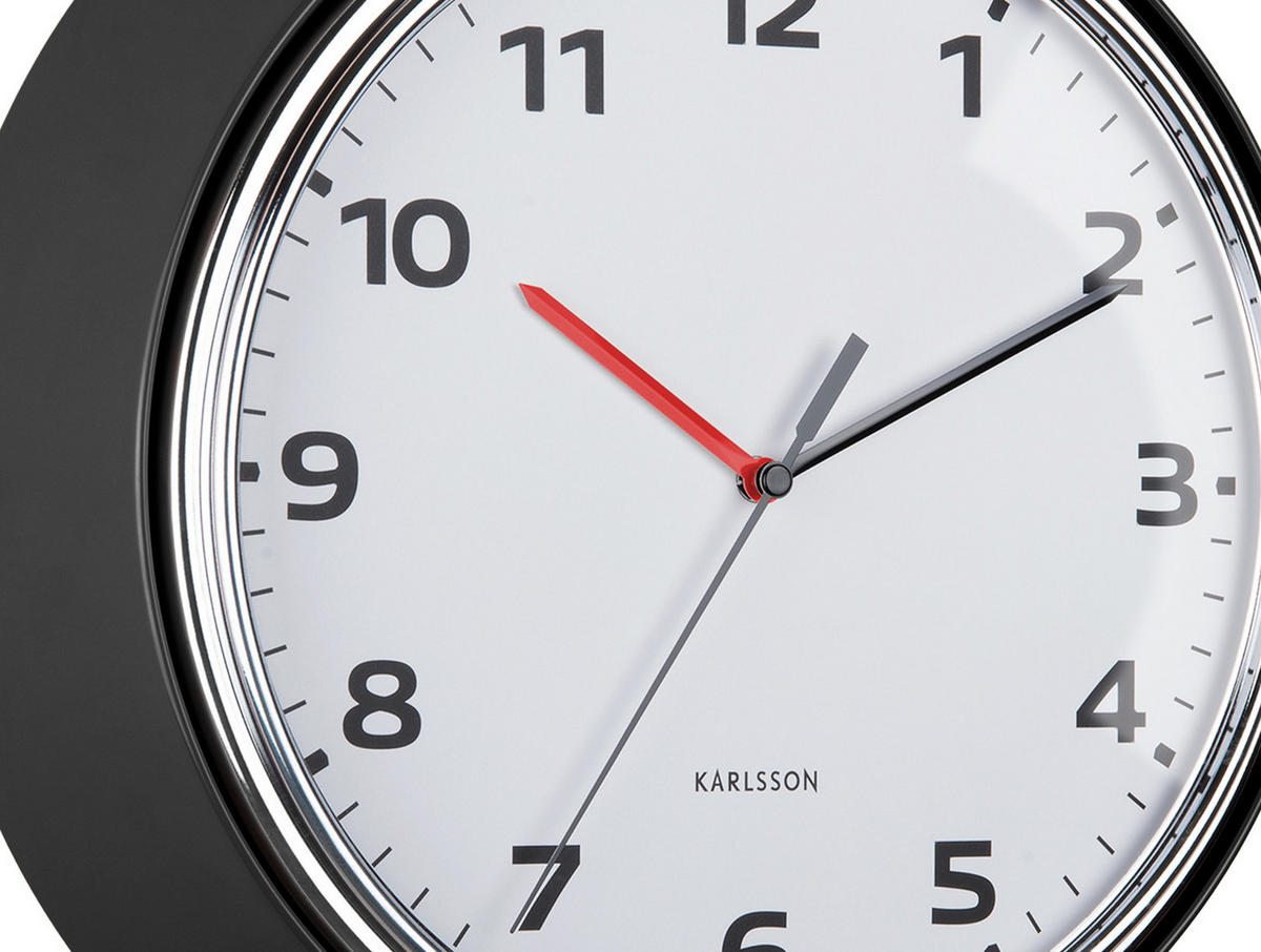 WANDUHR Modern Retro Ø34 cm - Schwarz, Metall (34/1/34cm) - Karlsson