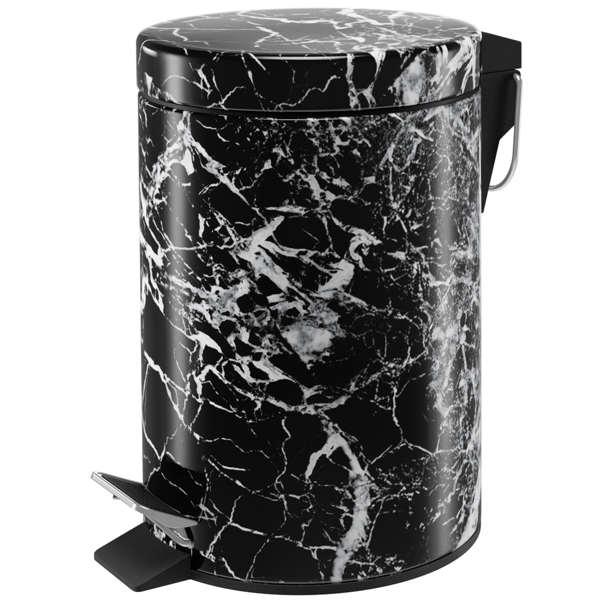 KOSMETIKEIMER Marmor Schwarz - Schwarz, Kunststoff/Metall (17/25/25cm) - Sanilo