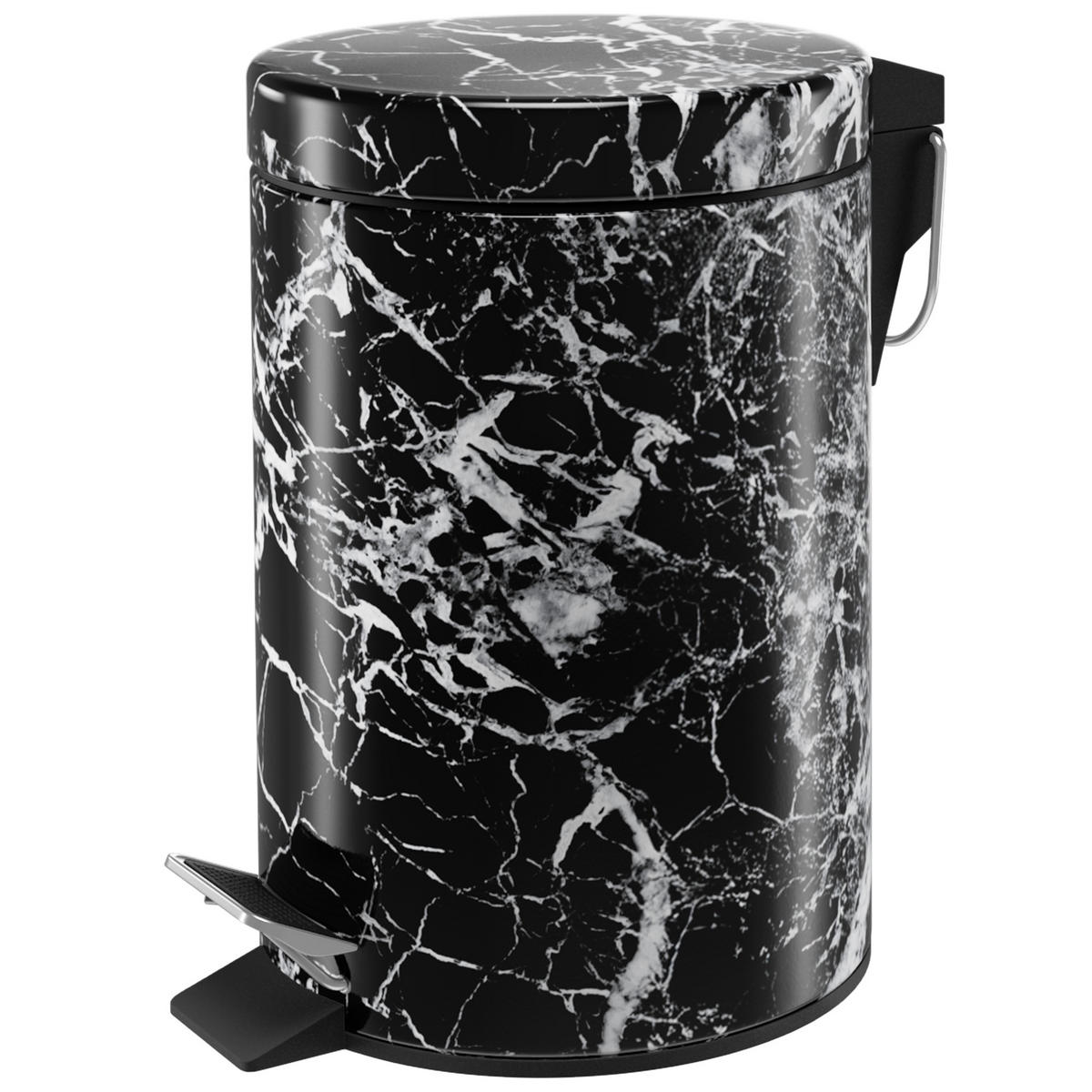 KOSMETIKEIMER Marmor Schwarz - Schwarz, Kunststoff/Metall (17/25/25cm) - Sanilo