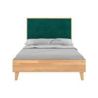 MASSIVHOLZBETT Frida, gepolstertes Kopfteil, Buche - lackiert, Naturfarben/Grün, 160x200 - Buchefarben/Grün, Holz/Buchenholz (160/200cm) - Visby