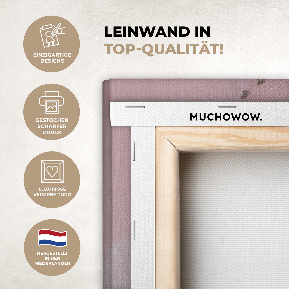 LEINWANDBILD Malerei - Blumen - Rustikal - Rosa Deko Groß 90x140 cm - Altrosa, Textil (90/140cm) - MuchoWow